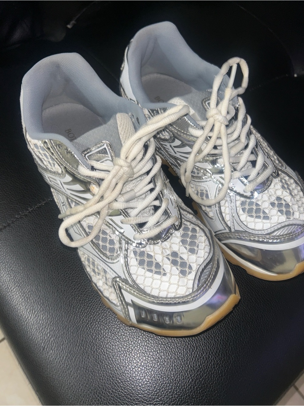 Women's Chunky Fashion Sneakers in Silver and White
